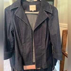 Dressy denim jacket, size 8! Cut hook and eye closures in front! New!